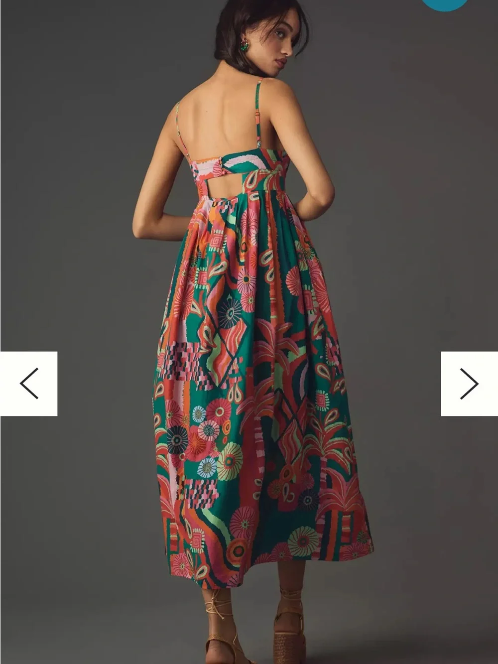 FARM Rio Teal Floral Print Maxi Dress with Pink & Orange - Picture 7 of 7